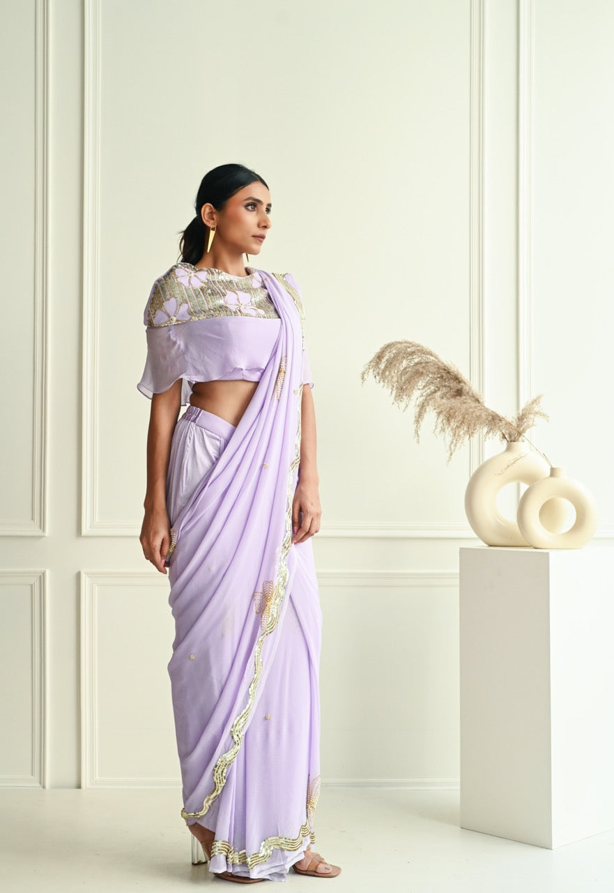 Saree with Cape Blouse