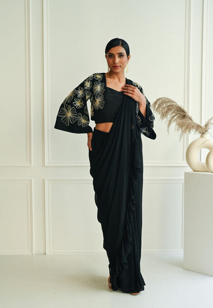 Black Drape Saree