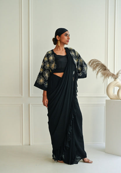 Black Drape Saree