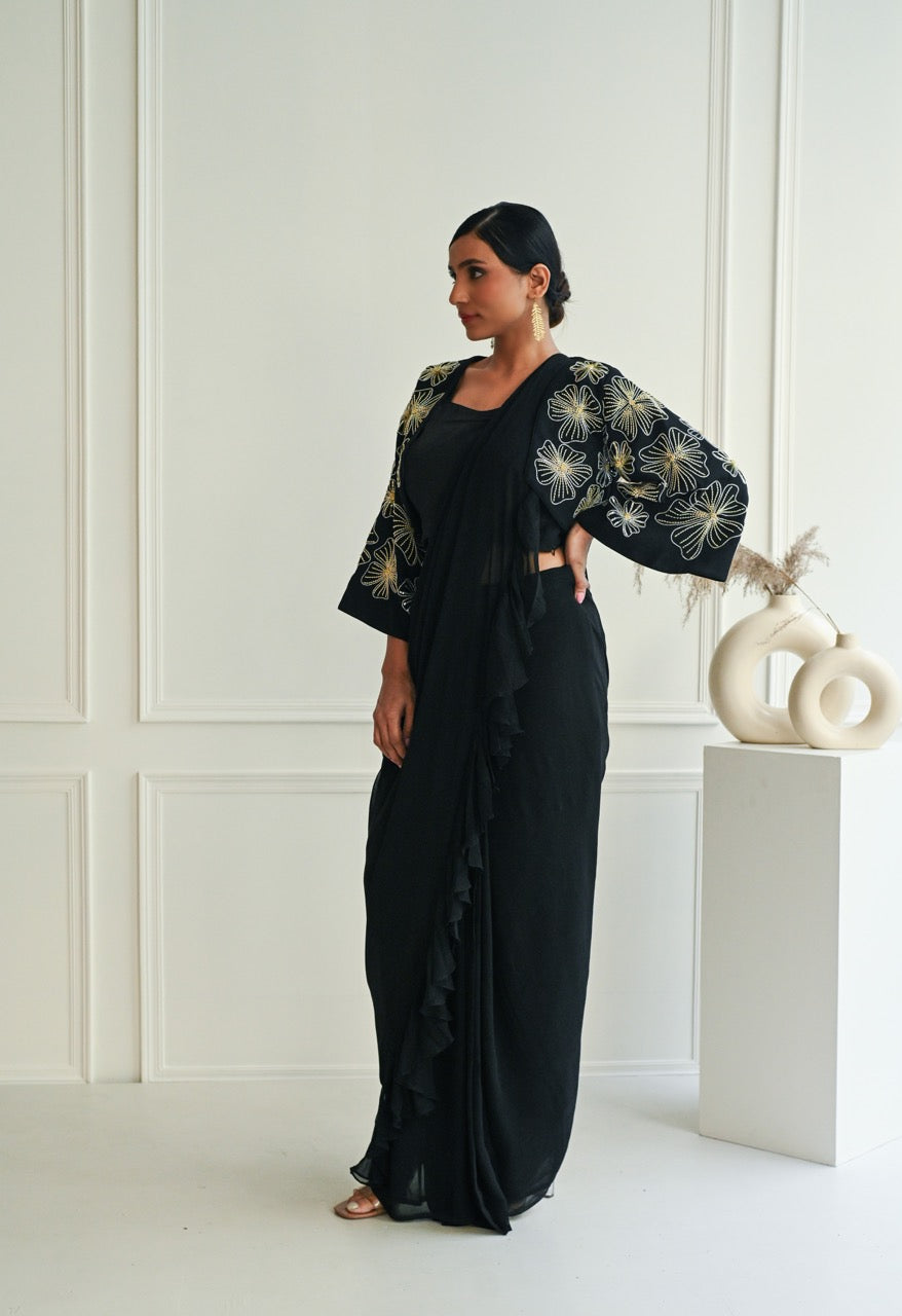 Black Drape Saree