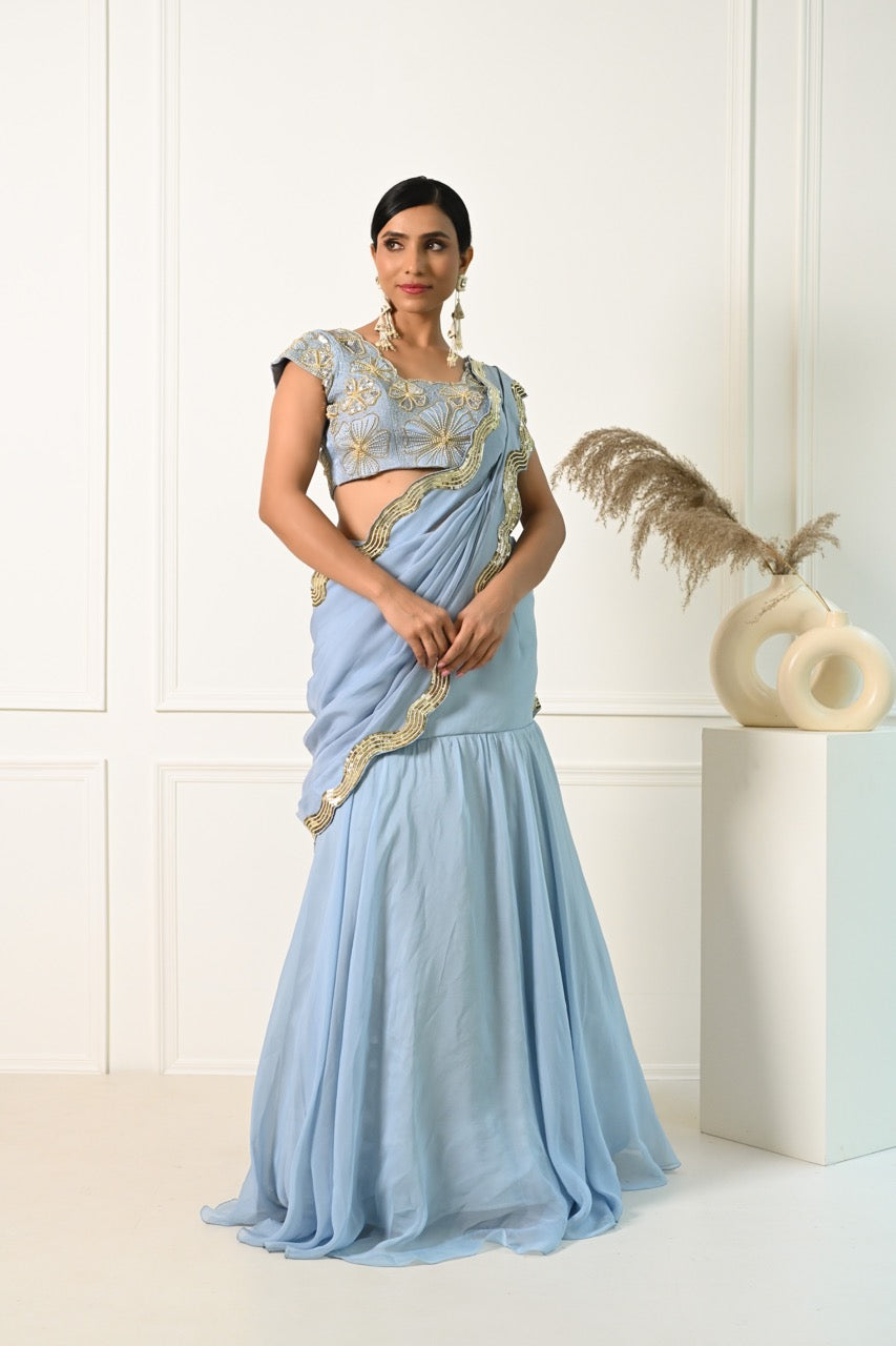 Powder Blue Saree