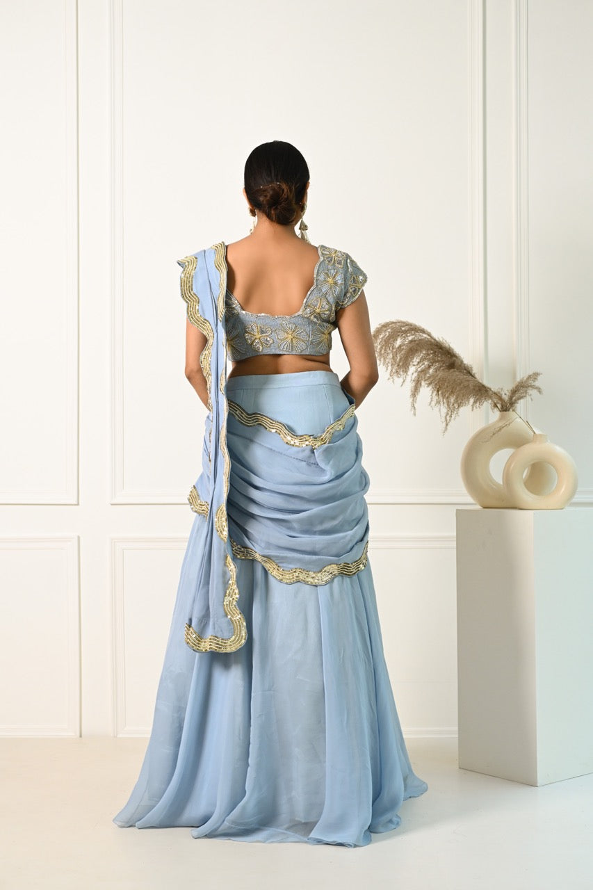 Powder Blue Saree