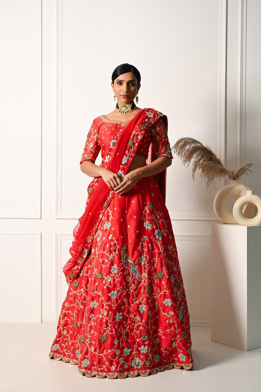 Red Bridal Lehenga