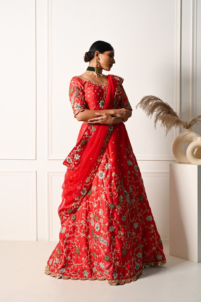 Red Bridal Lehenga