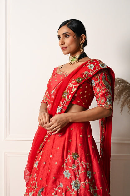 Red Bridal Lehenga