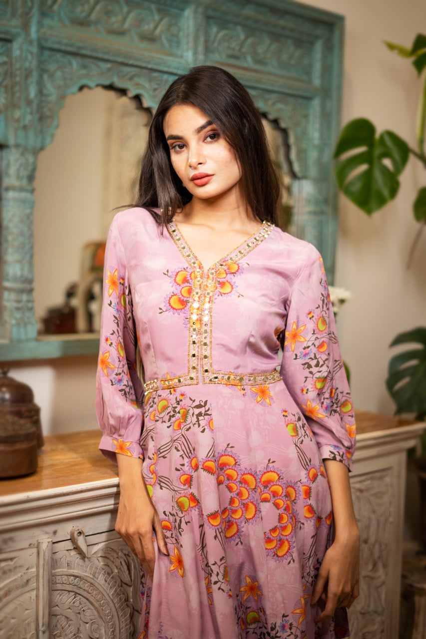 Lavender Blooms Kurta Set