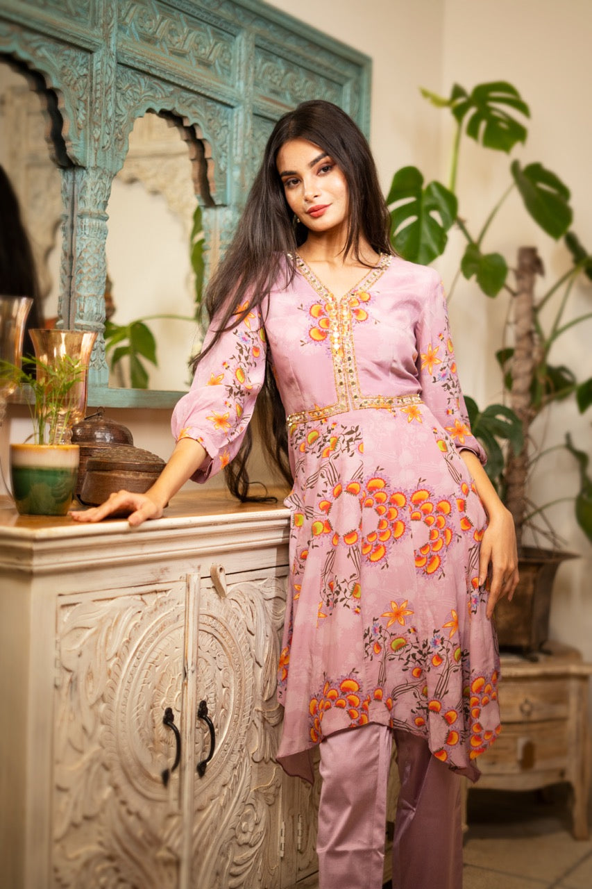 Lavender Blooms Kurta Set