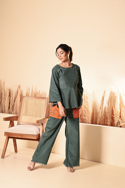 Corduroy Peplum Top & Pants