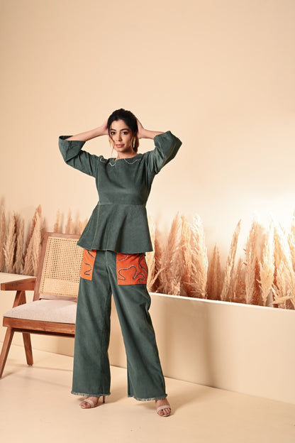 Corduroy Peplum Top & Pants