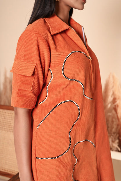 Tangerine Corduroy Dress