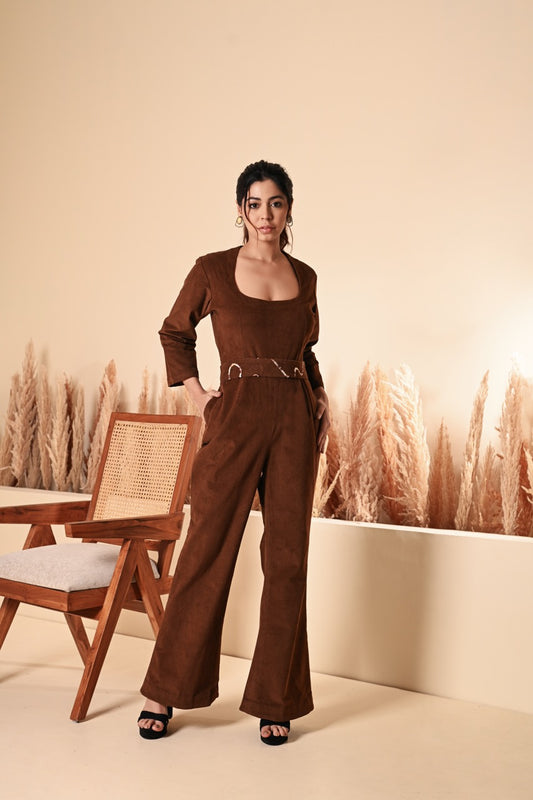 Brown Corduroy Jumpsuit