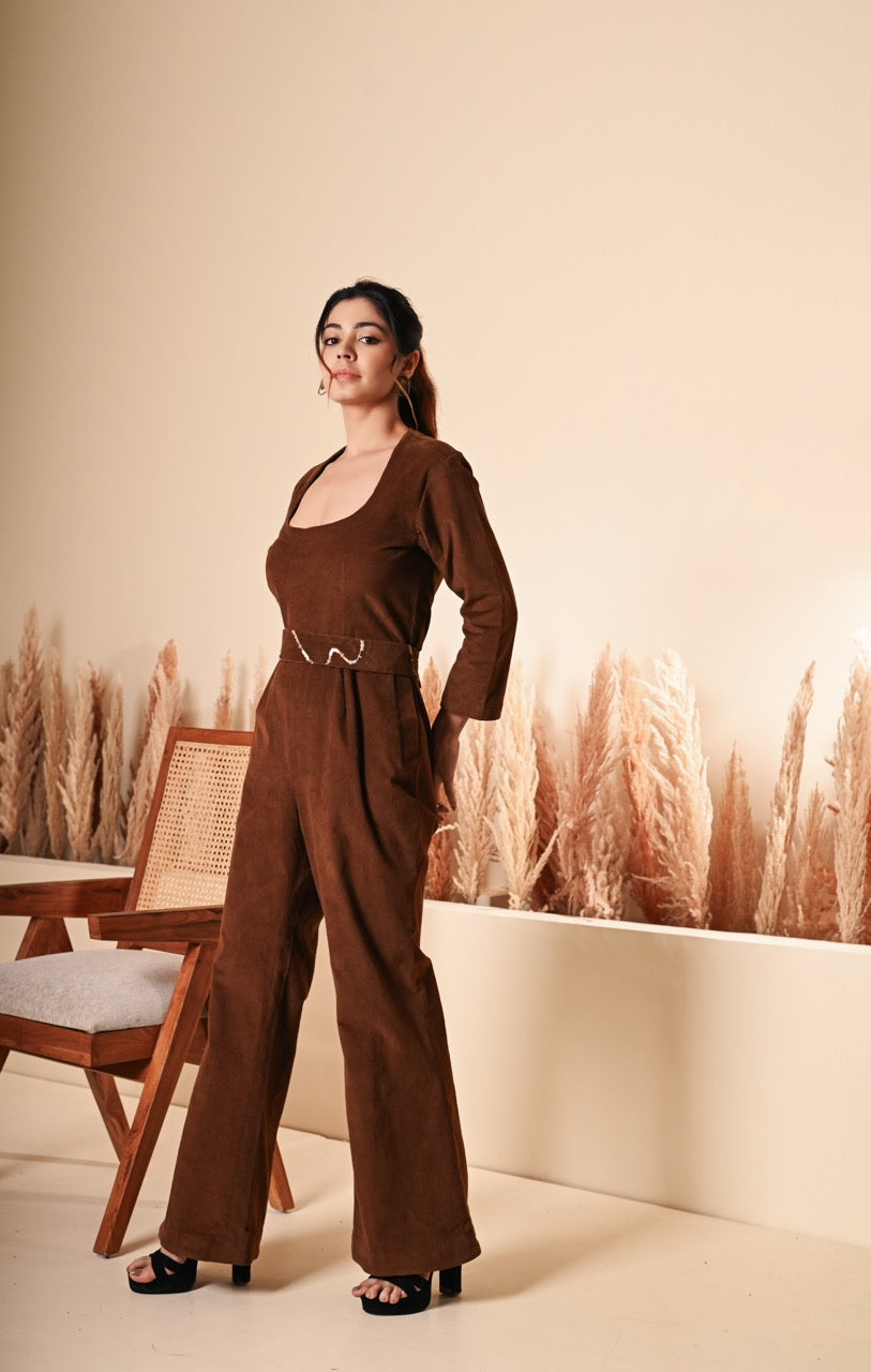 Brown Corduroy Jumpsuit