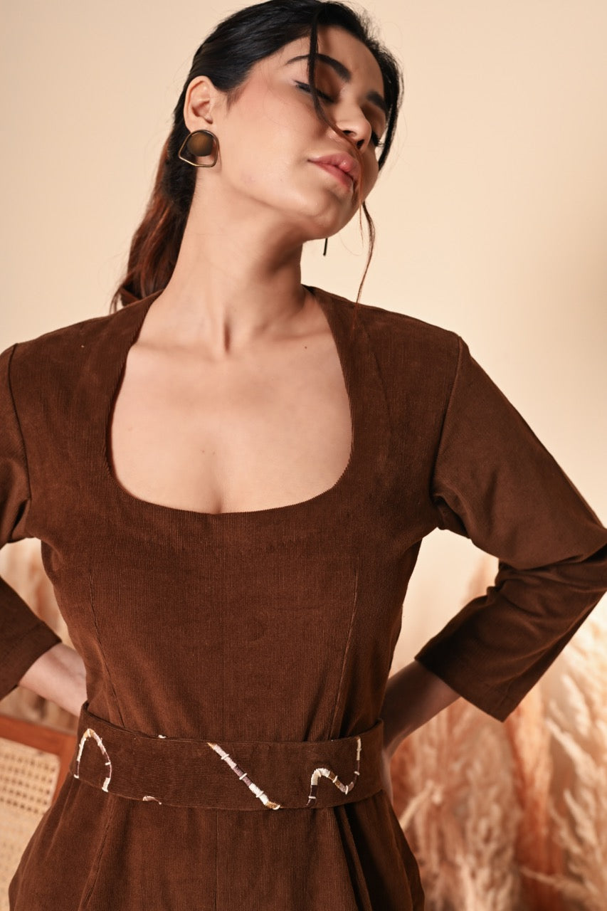 Brown Corduroy Jumpsuit