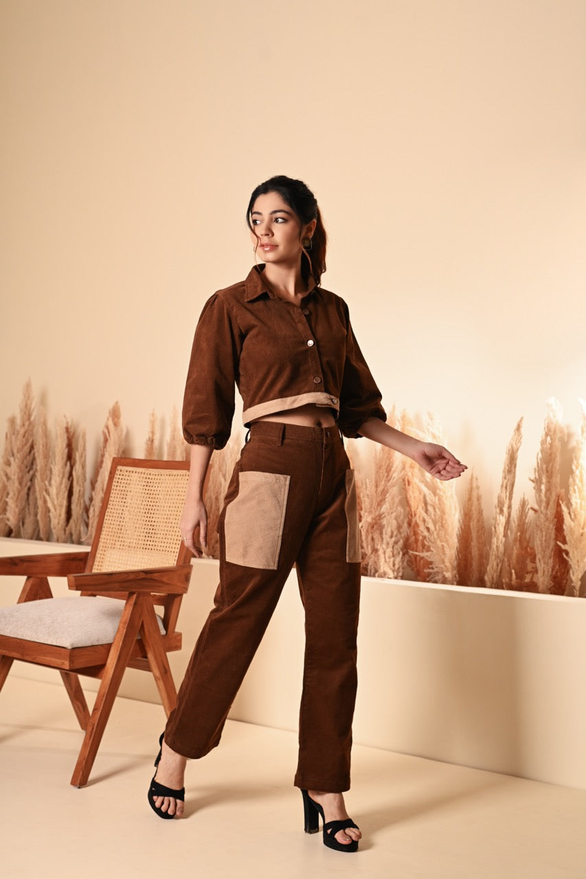 Contrast Corduroy Set