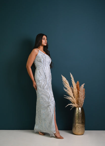 One-Shoulder Embroidered Gown