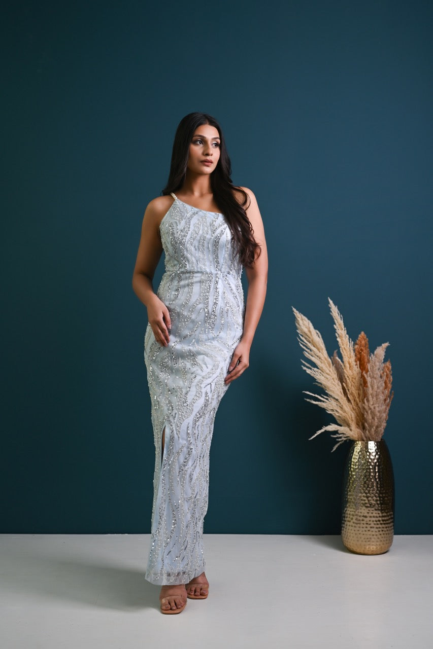 One-Shoulder Embroidered Gown