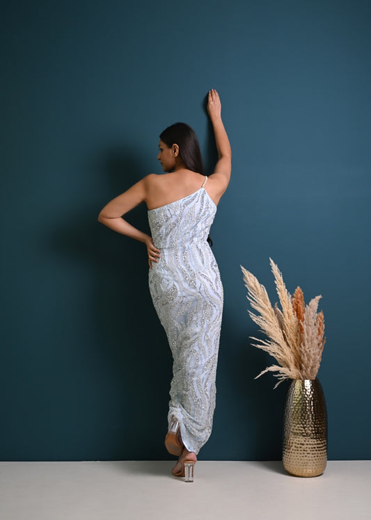 One-Shoulder Embroidered Gown