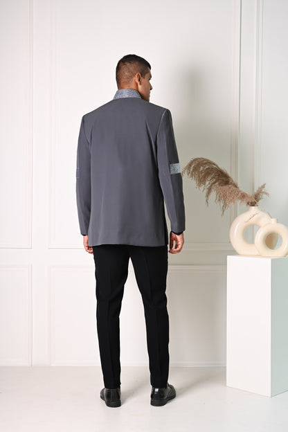 Grey Bandhgala Jacket Set