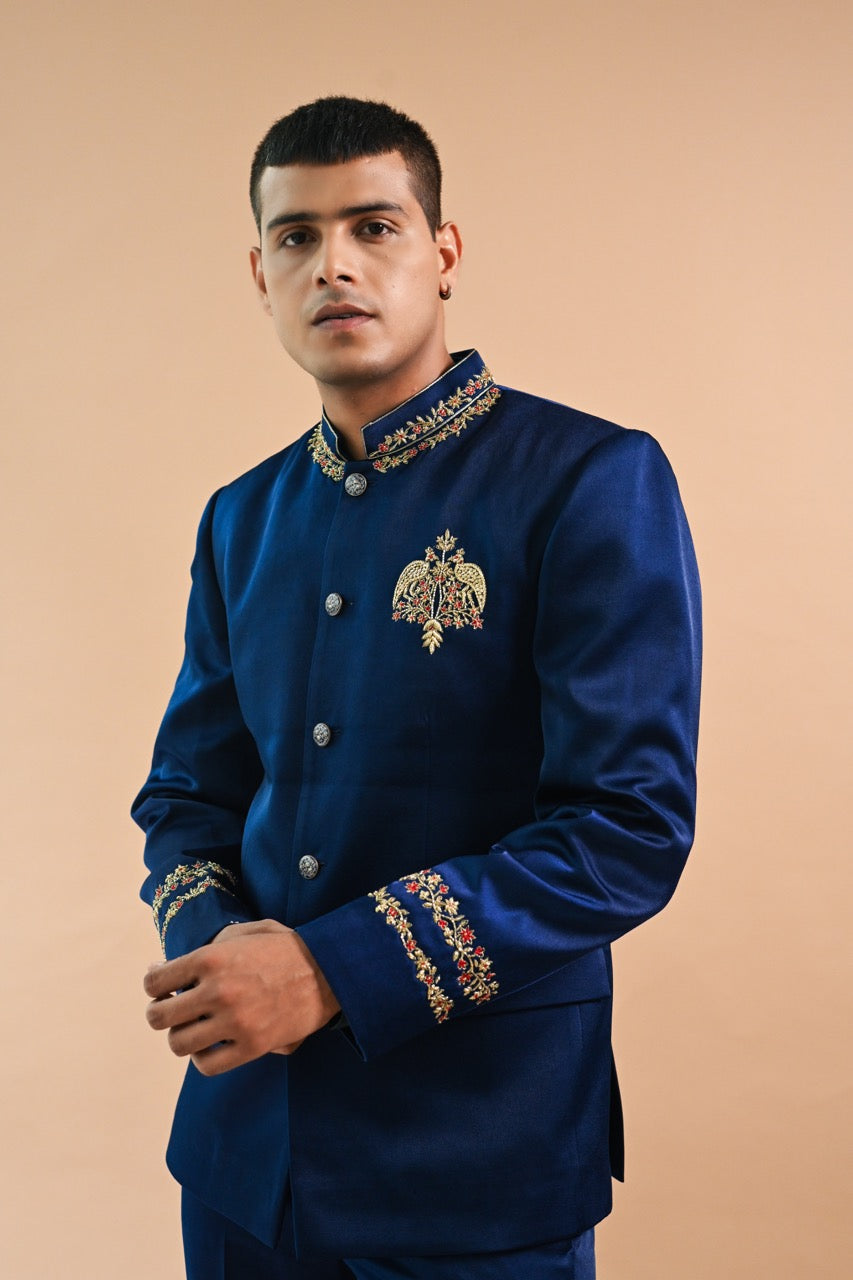 Zardozi Royale Blue Bandhgala