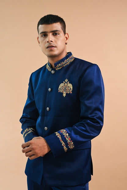 Zardozi Royale Blue Bandhgala