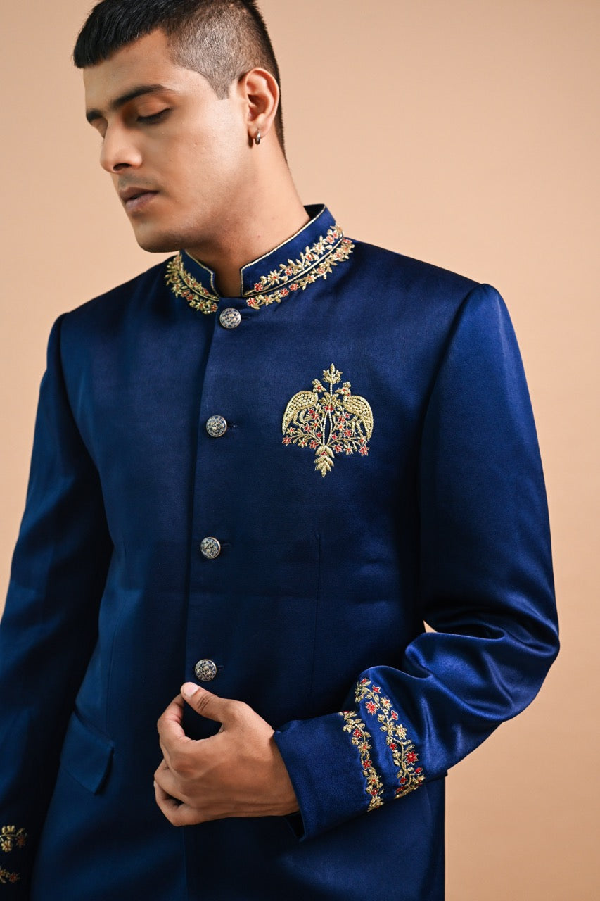 Zardozi Royale Blue Bandhgala