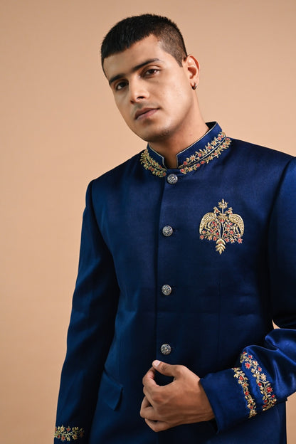 Zardozi Royale Blue Bandhgala