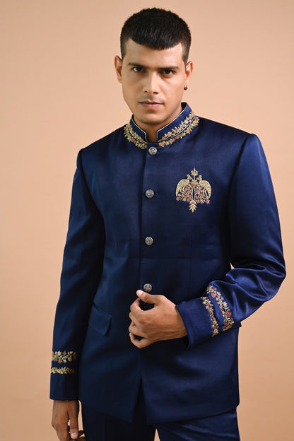 Zardozi Royale Blue Bandhgala