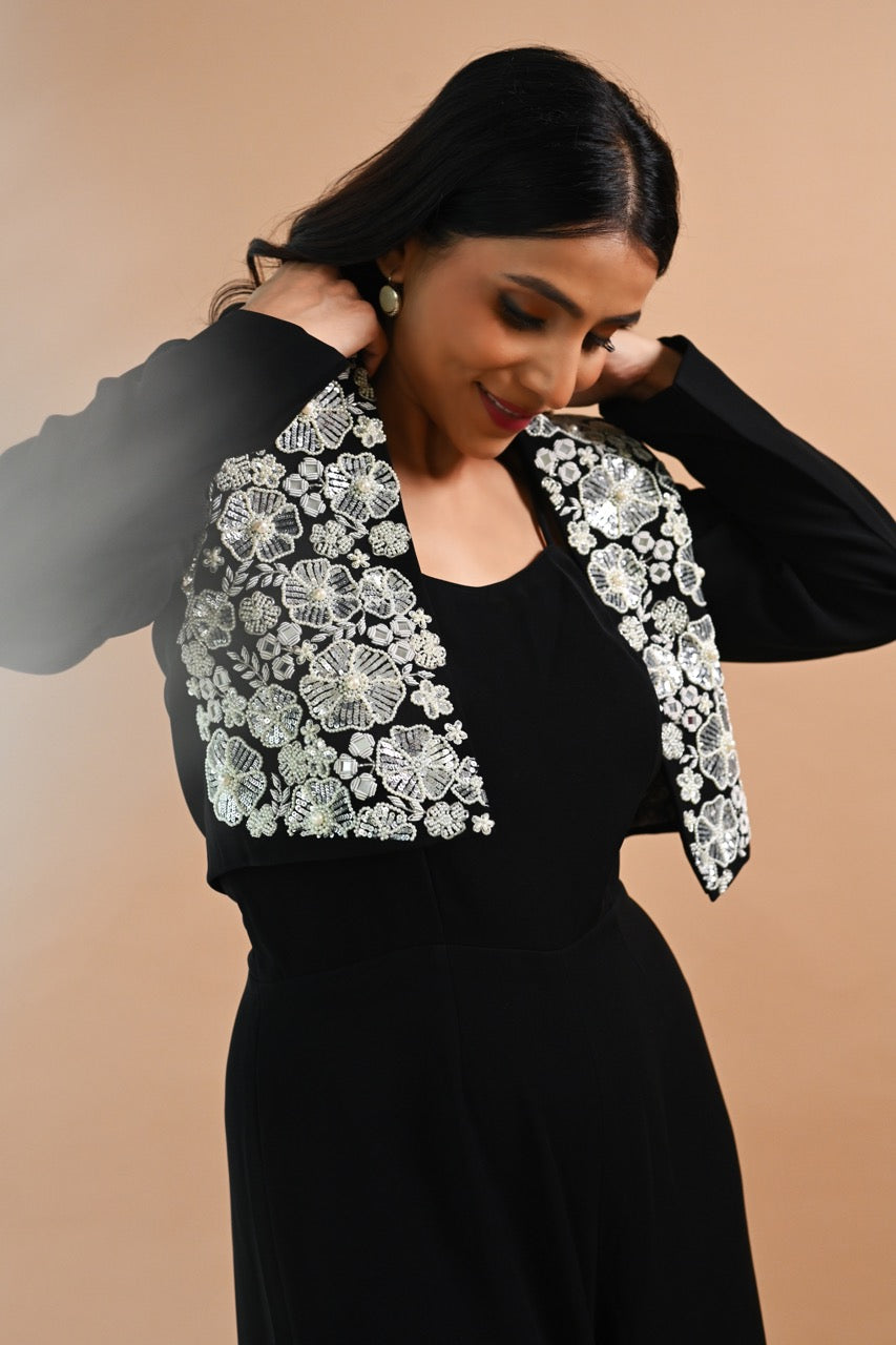 Black Embellished Jacket Set