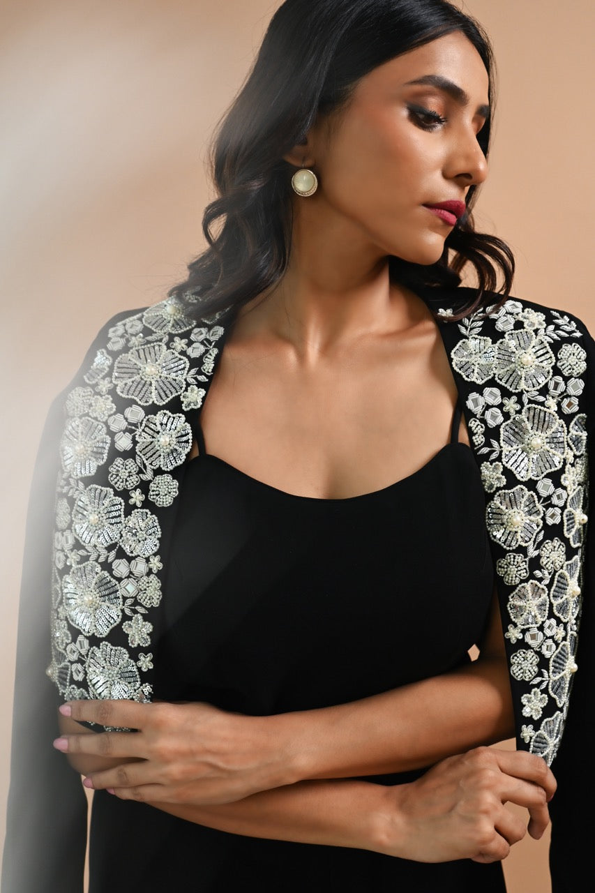 Black Embellished Jacket Set