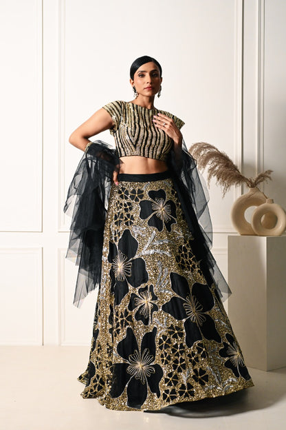 Black Shimmering Lehenga