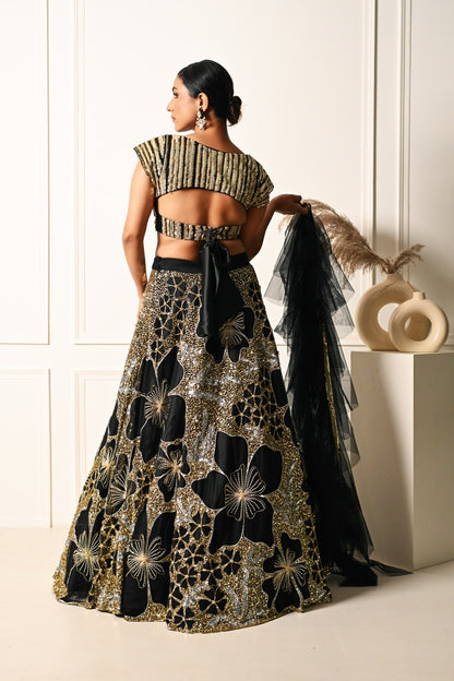 Black Shimmering Lehenga