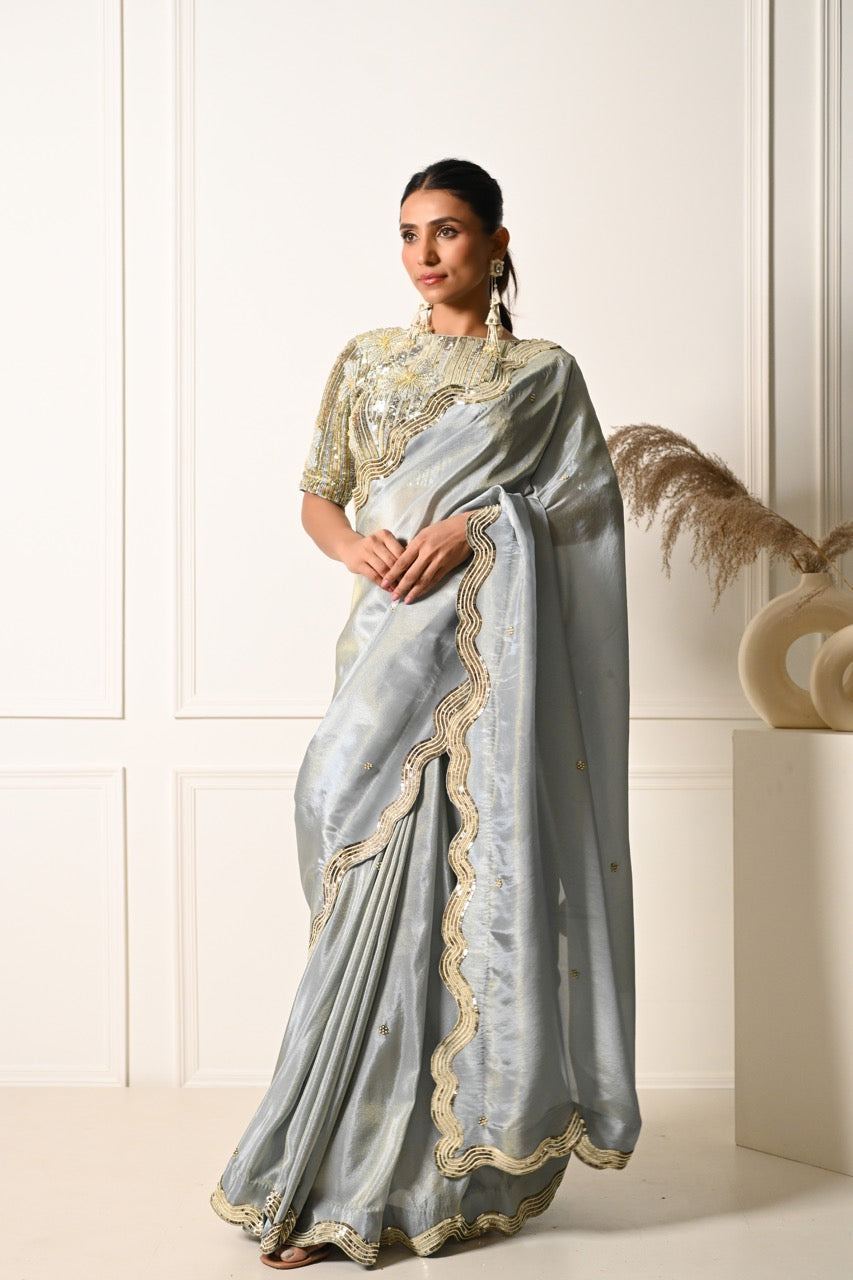 Ash Grey Saree