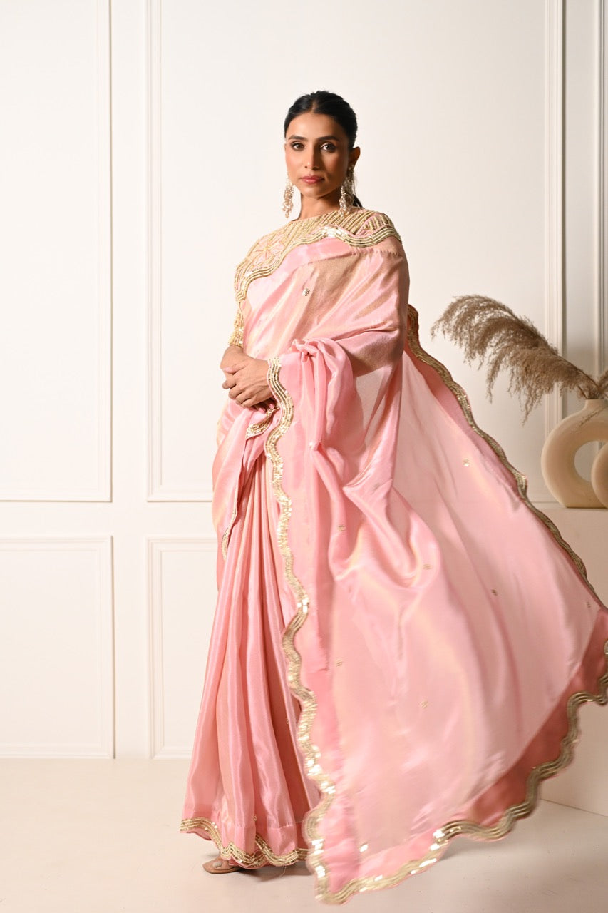 Ash Pink Saree