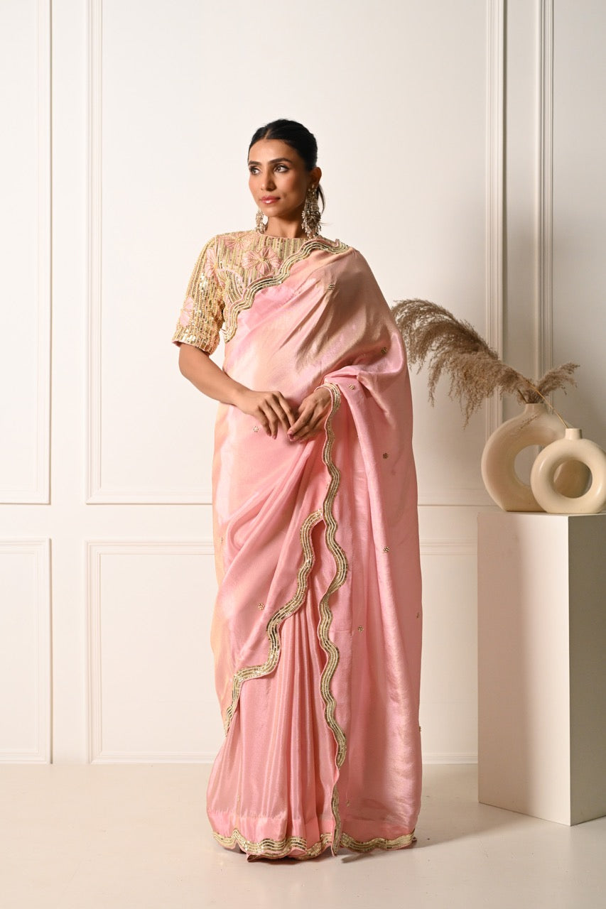 Ash Pink Saree