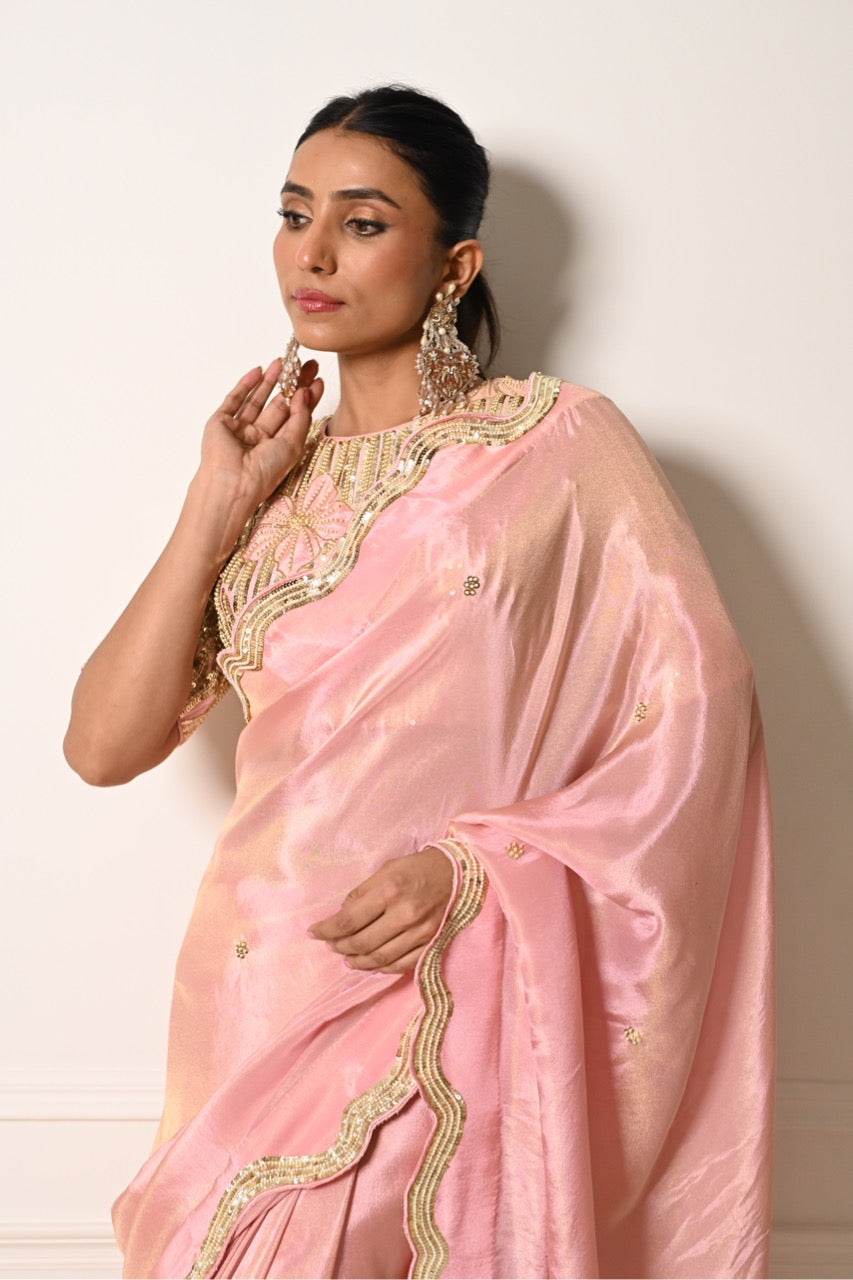 Ash Pink Saree