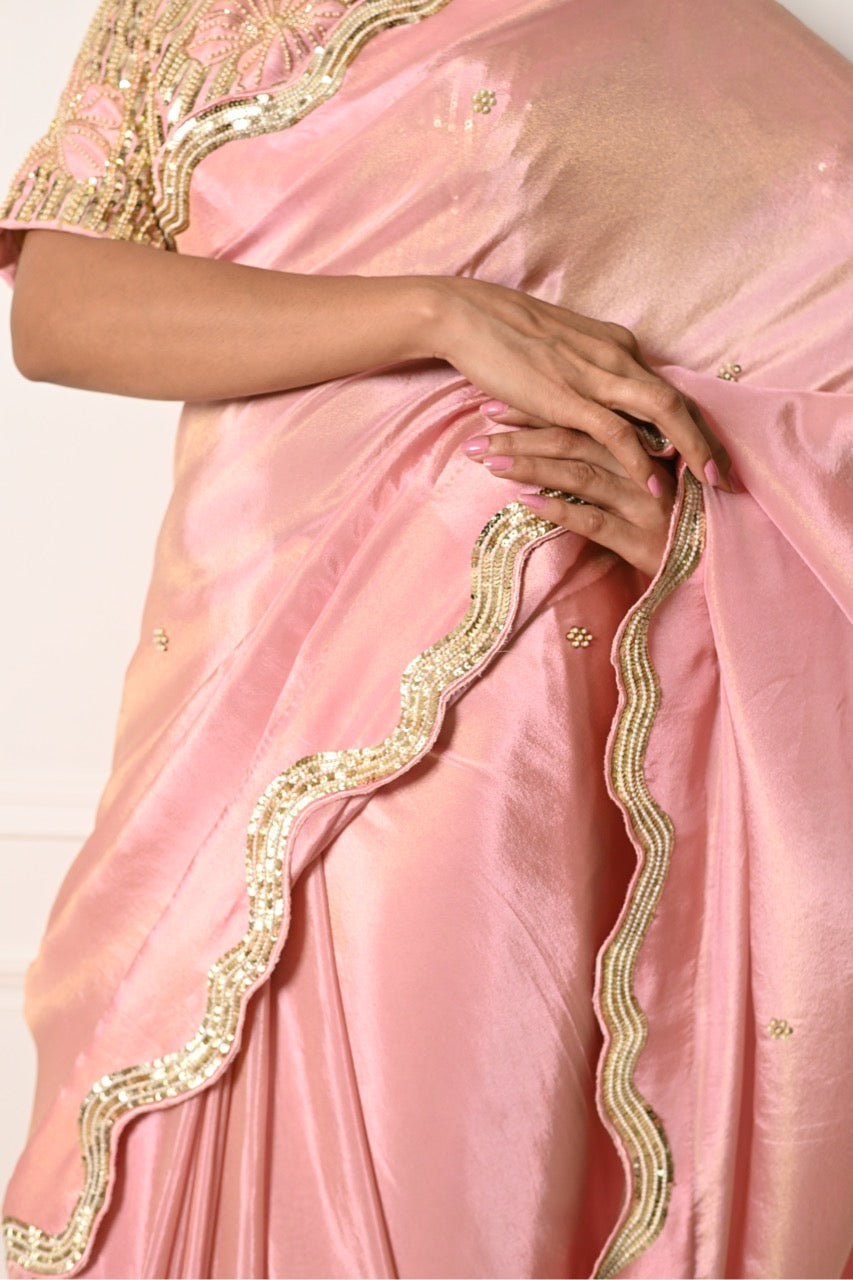 Ash Pink Saree