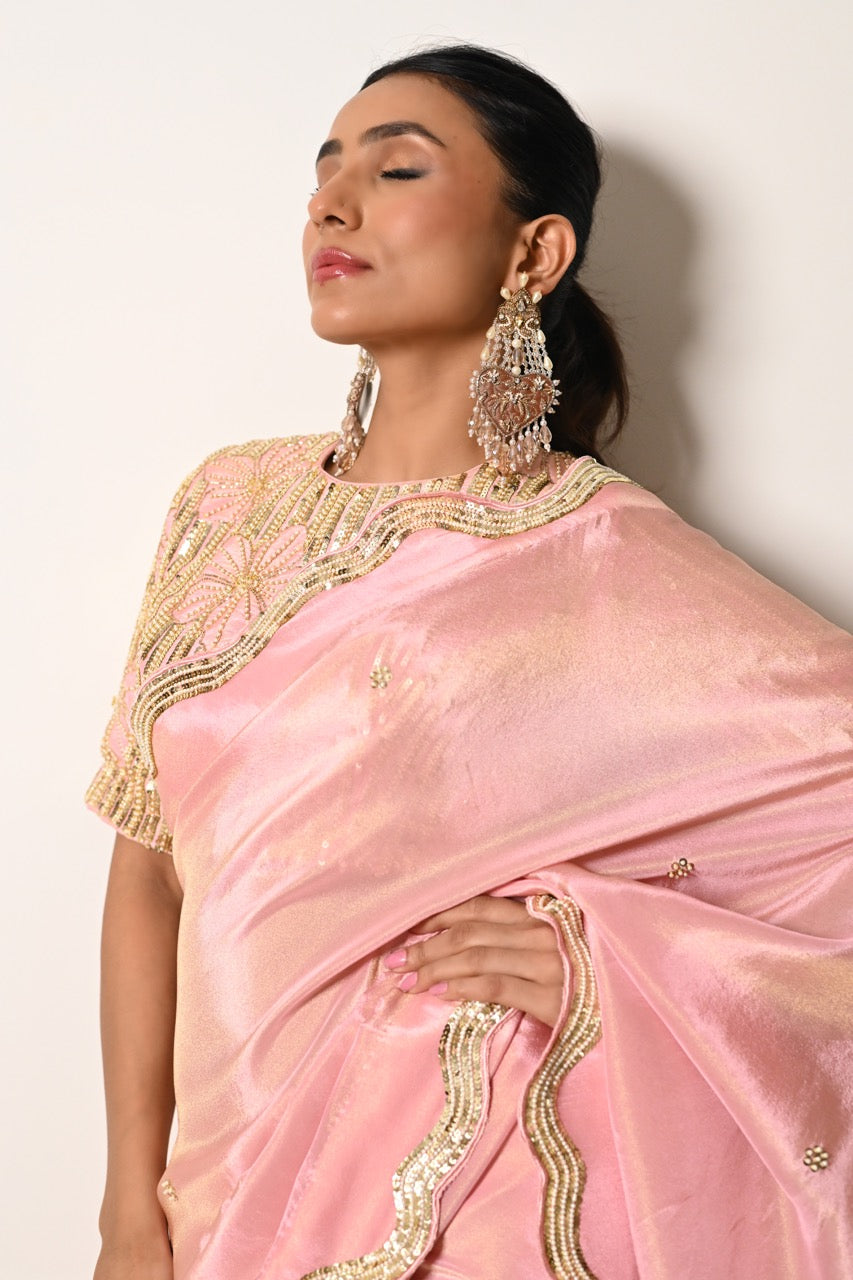 Ash Pink Saree