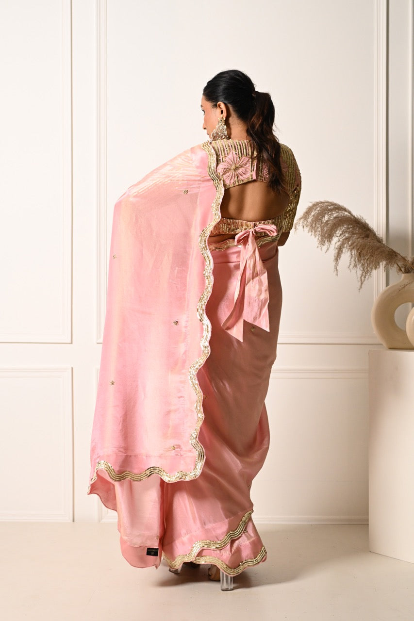 Ash Pink Saree