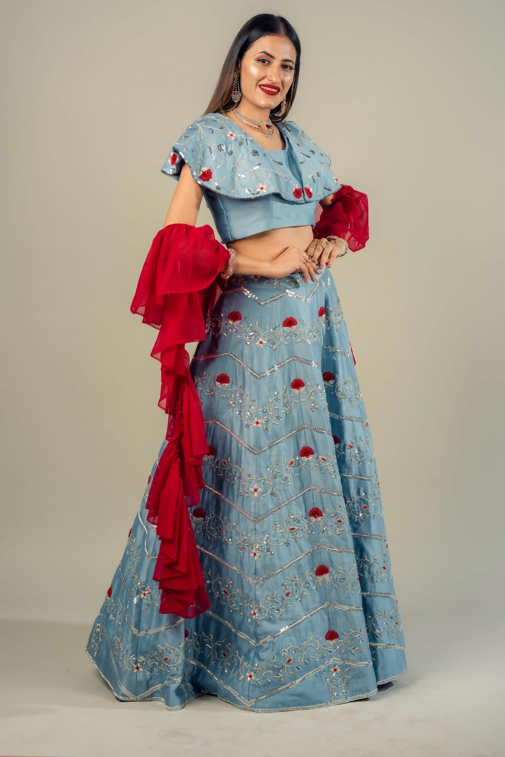 Dolly Jain - A Layered Lehenga, as the name suggests, has several layers of  materials on the skirt, forming flares of different sizes from top to  bottom .... If you are looking